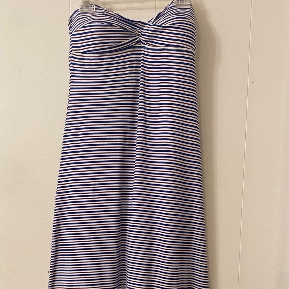 Tommy Bahama Mingling stripes Twist front long Long Bandeau Dress Size L - Picture 3 of 9